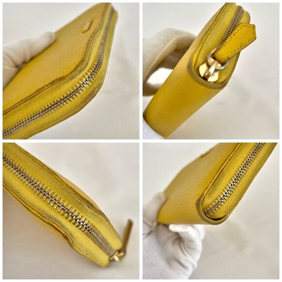 FENDI Vitello Elite Zip Around Leather Calfskin Wallet Yellow - Picture 7 of 10